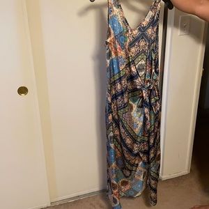 Multicolor pattern wrap dress